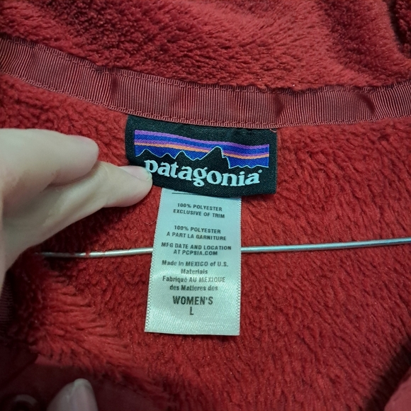 Patagonia Long Sleeve Re Tool Fleece Pull Over Sweatshirt Jacket Red Size Large - Picture 5 of 6